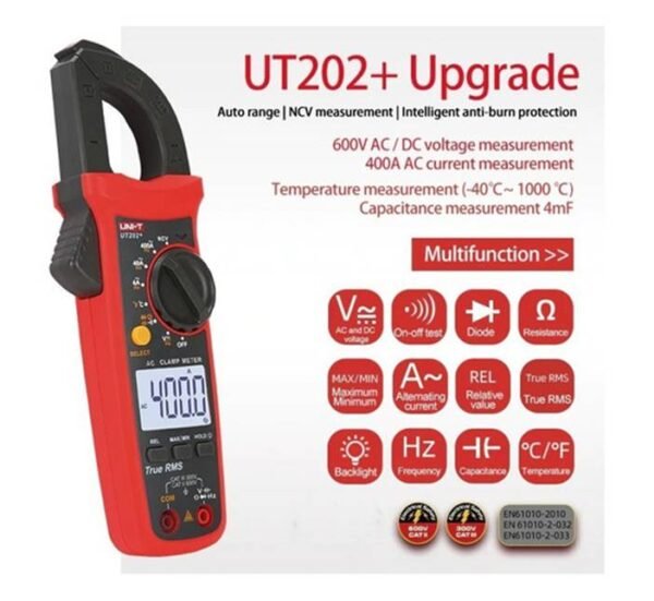 Амперклещи със зумер UT-202+ VAC/VDC | AAC | OHM | °C | F | NCV