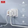 Разклонител за контакт ES-SC18, шуко, 2xUSB, 1xType-C, без кабел, бял, 220VAC, 4000W