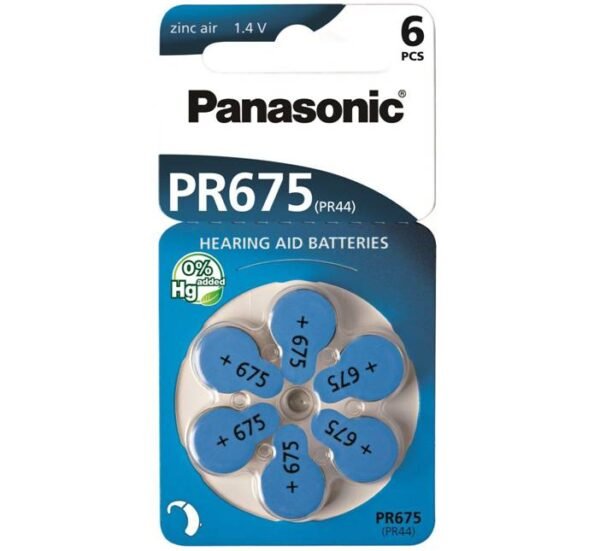 Цинкова въздушна батерия PANASONIC, за слухов апарат, 1,4VDC, PR44, (ZA675)