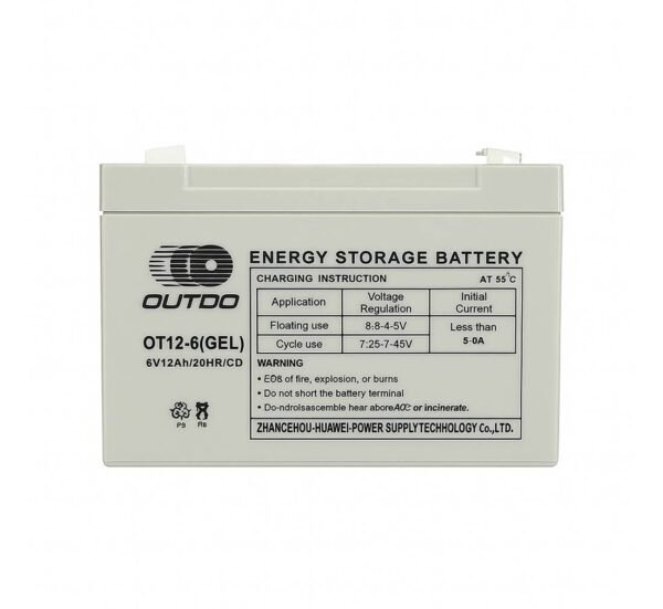 67028-A Акумулаторна, оловна батерия OUTDO, 6VDC, 12AH, 150х50х92mm