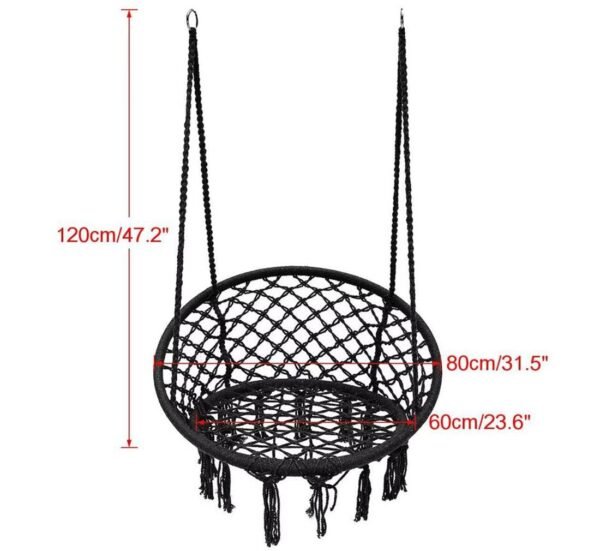 Люлка стол, ратанова, висяща, възглавница, бяла, 150kg, 800x600x1200mm